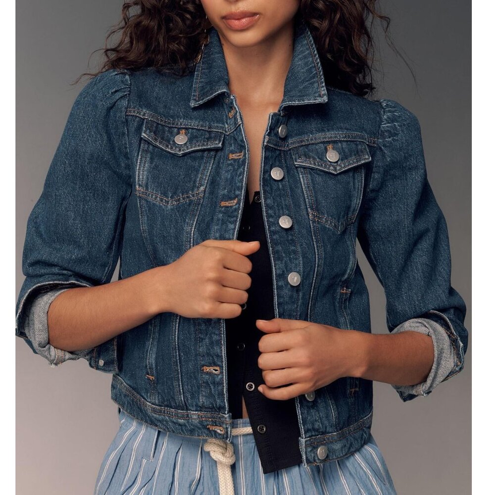 Anthropologie Pilcro Puff-Sleeve Denim Jacket Large